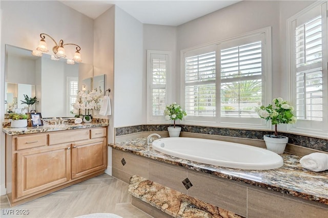 2168 Big Bar Dr, Henderson, NV 89052 - full bathroom featuring a bath and vanity