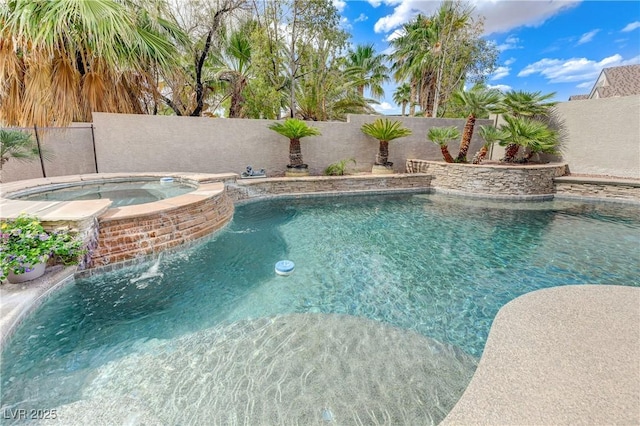 2168 Big Bar Dr, Henderson, NV 89052 - view of pool featuring a fenced backyard and a pool with connected hot tub