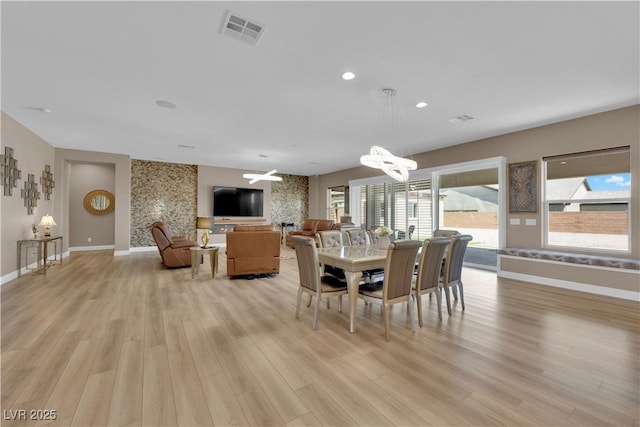 7258 W Le Baron Ave, Las Vegas, NV 89178 - dining room with a chandelier, baseboards, light wood-style flooring, and recessed lighting