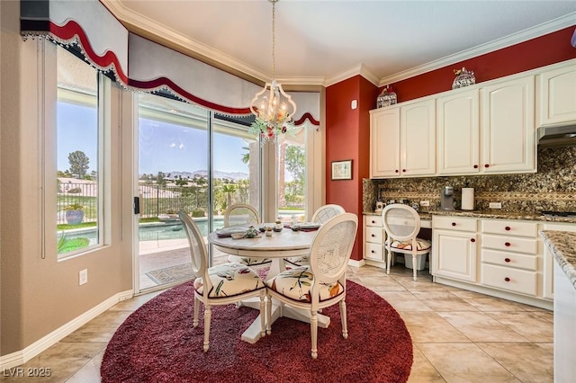 4719 Riva De Romanza St, Las Vegas, NV 89135 - dining area with a chandelier, light tile patterned floors, and crown molding