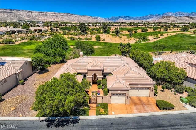 4719 Riva De Romanza St, Las Vegas, NV 89135 - aerial view of property and surrounding area featuring a mountainous background and a golf club
