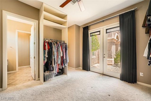 4719 Riva De Romanza St, Las Vegas, NV 89135 - unfurnished bedroom with french doors, carpet flooring, access to exterior, and ceiling fan