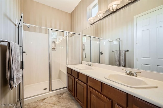 4719 Riva De Romanza St, Las Vegas, NV 89135 - full bath featuring a stall shower and double vanity