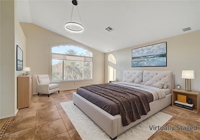 9772 Galahad Point Ct, Las Vegas, NV 89147 - bedroom featuring lofted ceiling and baseboards