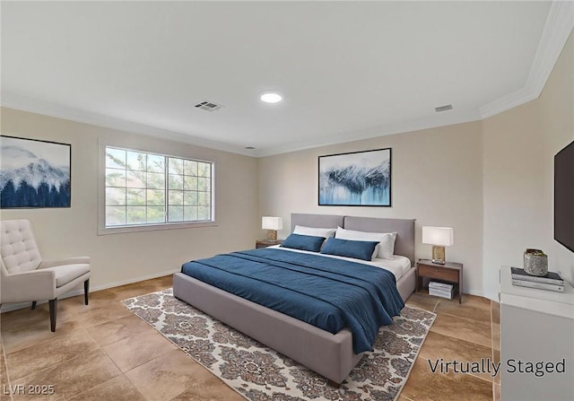 9772 Galahad Point Ct, Las Vegas, NV 89147 - bedroom with ornamental molding, baseboards, and recessed lighting