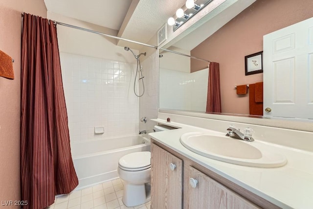 605 Devonhall St Unit 201, Las Vegas, NV 89145 - bathroom featuring shower / tub combo, toilet, vanity, and tile patterned floors