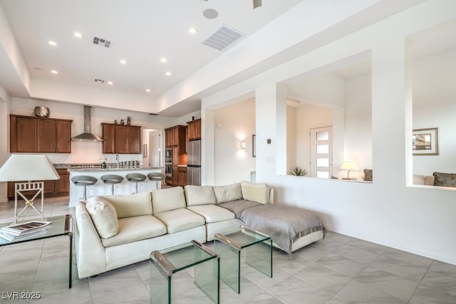 6728 Regency Ridge Ct, Las Vegas, NV 89148 - living area featuring recessed lighting and a raised ceiling