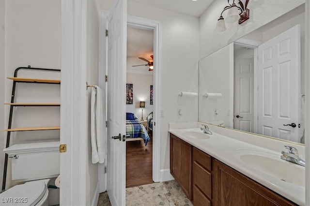 7408 Via Fiorentino St, Las Vegas, NV 89131 - full bath featuring connected bathroom, double vanity, and ceiling fan