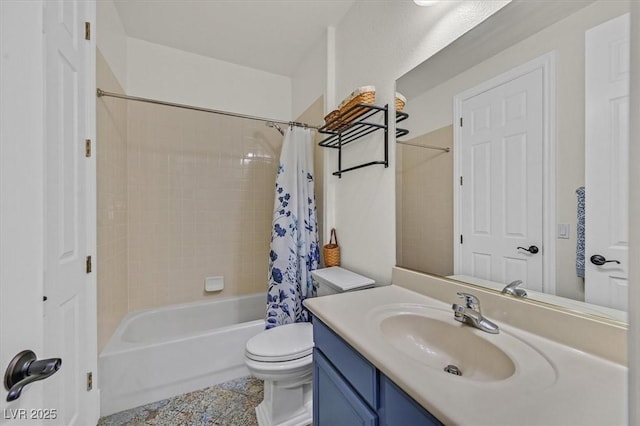 7408 Via Fiorentino St, Las Vegas, NV 89131 - bathroom featuring vanity, shower / bathtub combination with curtain, and tile patterned floors