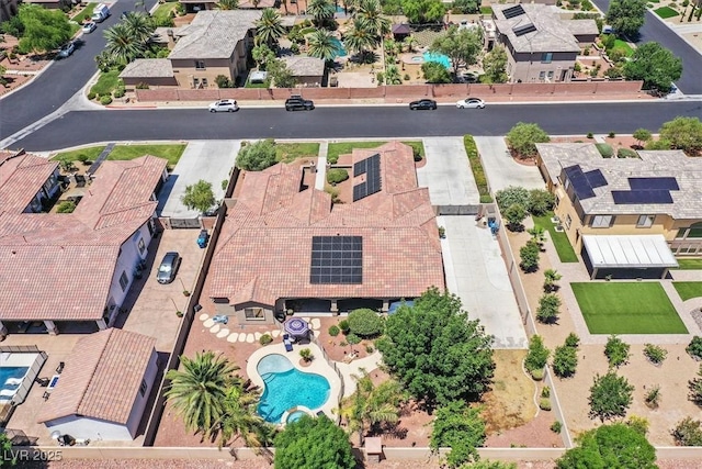 7408 Via Fiorentino St, Las Vegas, NV 89131 - aerial perspective of suburban area with a pool