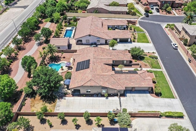 7408 Via Fiorentino St, Las Vegas, NV 89131 - aerial perspective of suburban area with a pool