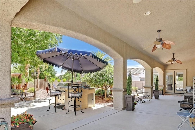 7408 Via Fiorentino St, Las Vegas, NV 89131 - view of patio featuring french doors and a ceiling fan