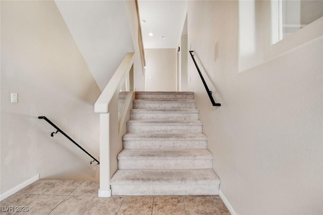 6402 Parrot Ridge Ct, Las Vegas, NV 89139 - staircase featuring baseboards and tile patterned floors