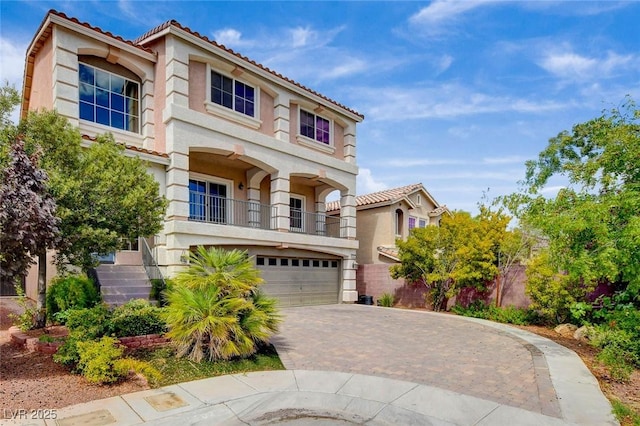 6402 Parrot Ridge Ct, Las Vegas, NV 89139 - view of front of property with a tile roof, a garage, and stucco siding