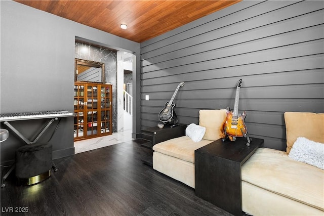 298 Grant Ridge Dr, Henderson, NV 89012 - sitting room featuring wood finished floors, wood ceiling, and wood walls