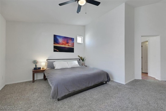520 Blackbird Knoll Ct, North Las Vegas, NV 89084 - carpeted bedroom featuring baseboards, a ceiling fan, and lofted ceiling