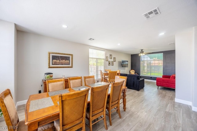 747 Canyon Crest Dr, Las Vegas, NV 89123 - dining space featuring light wood finished floors, baseboards, recessed lighting, and ceiling fan