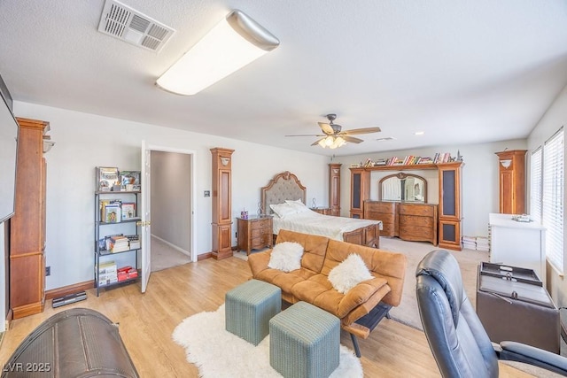 747 Canyon Crest Dr, Las Vegas, NV 89123 - bedroom with light wood-style flooring, ceiling fan, and baseboards