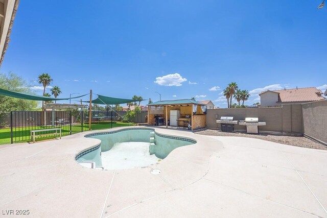 747 Canyon Crest Dr, Las Vegas, NV 89123 - view of pool with a patio area, a fenced backyard, and a gazebo