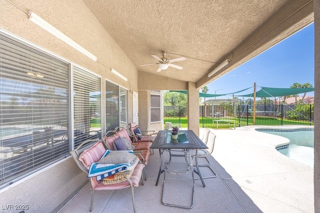 747 Canyon Crest Dr, Las Vegas, NV 89123 - fenced backyard featuring ceiling fan and a patio