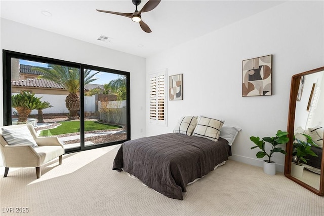 5225 Villa Dante Ave, Las Vegas, NV 89141 - carpeted bedroom with access to outside and ceiling fan