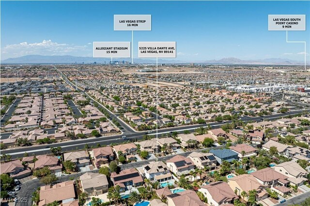 5225 Villa Dante Ave, Las Vegas, NV 89141 - aerial view of residential area with a mountainous background