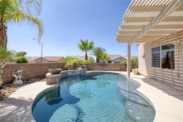 2221 River Grove Dr, Henderson, NV 89044 - view of swimming pool featuring a pergola, a fenced backyard, and a patio area