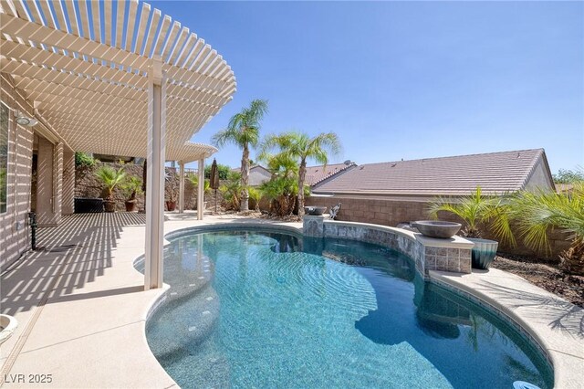 2221 River Grove Dr, Henderson, NV 89044 - view of swimming pool featuring a pergola, a patio, and a fenced backyard