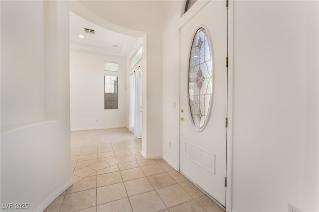 9025 Loggers Mill Ave, Las Vegas, NV 89143 - foyer entrance with light tile patterned flooring, baseboards, and recessed lighting