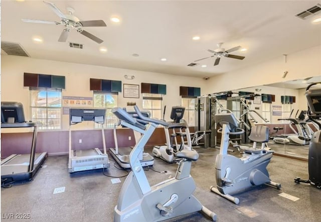 9975 Peace Way Unit 1069, Las Vegas, NV 89147 - workout area featuring ceiling fan and recessed lighting