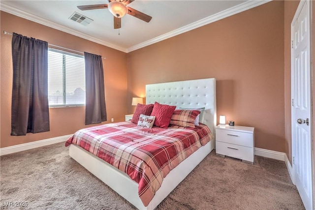 5528 Stone Lagoon St, North Las Vegas, NV 89031 - bedroom with carpet flooring, crown molding, and ceiling fan