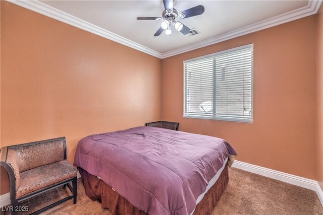 5528 Stone Lagoon St, North Las Vegas, NV 89031 - carpeted bedroom with ornamental molding and a ceiling fan