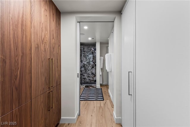 3726 Las Vegas Blvd Unit 606, Las Vegas, NV 89158 - corridor with baseboards, light wood-style floors, and recessed lighting