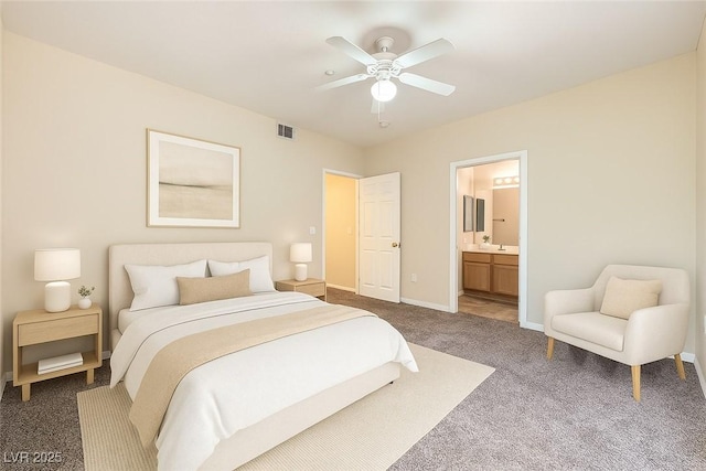 830 Carnegie St Unit 824, Henderson, NV 89052 - bedroom with carpet floors, ensuite bathroom, and ceiling fan