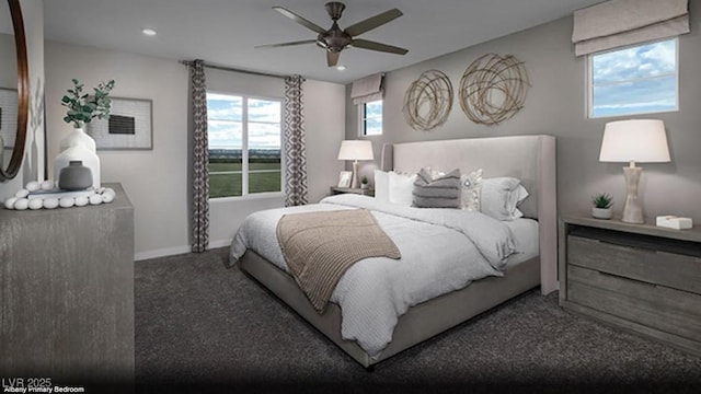 1168 Heliodor Ave Lot 152, Henderson, NV 89011 - carpeted bedroom with baseboards, recessed lighting, and a ceiling fan