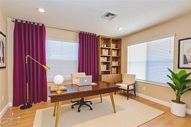 9413 Cedar Heights Ave, Las Vegas, NV 89134 - office featuring wood finished floors, baseboards, and recessed lighting