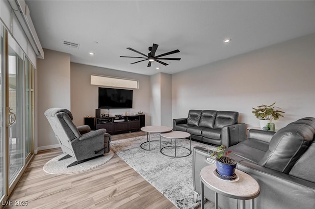 2651 Deep Canyon St, Henderson, NV 89044 - living room featuring wood finished floors, ceiling fan, and recessed lighting