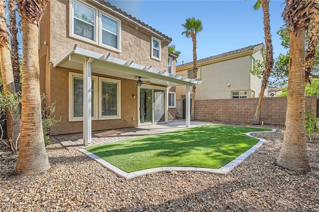 62 Myrtle Springs Ct, Las Vegas, NV 89148 - rear view of property with stucco siding, a ceiling fan, and a patio