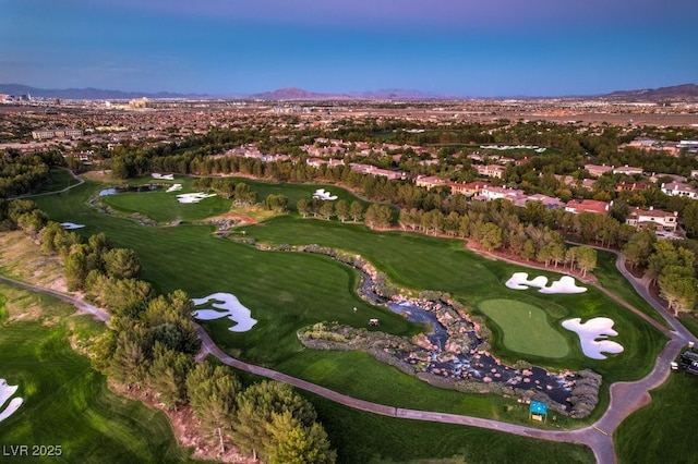 11926 Port Labelle Dr, Las Vegas, NV 89141 - aerial overview of property's location featuring a golf course, a mountain backdrop, and nearby suburban area