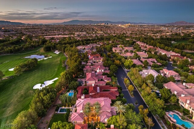 11926 Port Labelle Dr, Las Vegas, NV 89141 - aerial view at dusk of a residential view, a mountain view, and golf course view