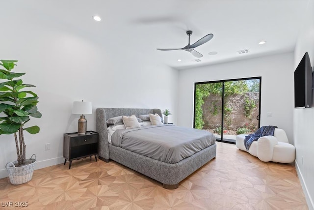 11926 Port Labelle Dr, Las Vegas, NV 89141 - bedroom featuring access to exterior, recessed lighting, and ceiling fan