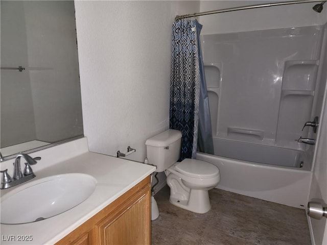 5052 Whistling Acres Ave, Las Vegas, NV 89131 - full bathroom with vanity, toilet, and shower / bath combination with curtain