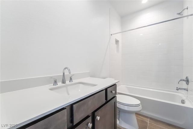 2501 Indigo Mountain St, Henderson, NV 89044 - bathroom with toilet, shower / tub combination, vanity, and tile patterned flooring