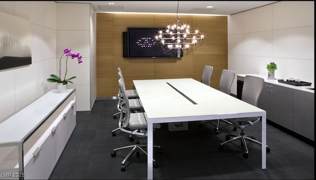 3726 Las Vegas Blvd Unit 3105, Las Vegas, NV 89158 - home office featuring tile walls and a chandelier