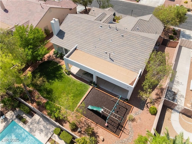 8504 Mystic Night Ave, Las Vegas, NV 89143 - view from above of property with property boundaries highlighted