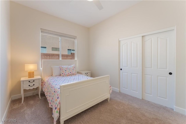 8504 Mystic Night Ave, Las Vegas, NV 89143 - bedroom with carpet floors, baseboards, a closet, and ceiling fan