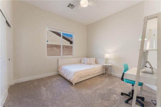 8504 Mystic Night Ave, Las Vegas, NV 89143 - bedroom with carpet flooring, baseboards, a closet, and a ceiling fan