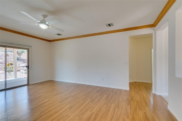 1793 Eagle Village Ave, Henderson, NV 89012 - unfurnished room with crown molding, light wood-type flooring, ceiling fan, and baseboards