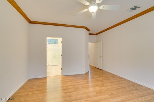 1793 Eagle Village Ave, Henderson, NV 89012 - unfurnished room with crown molding, light wood-style floors, a ceiling fan, and baseboards