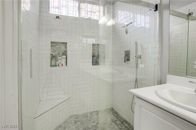 10605 Moon Flower Arbor Pl, Las Vegas, NV 89144 - full bath with vanity, a stall shower, and plenty of natural light